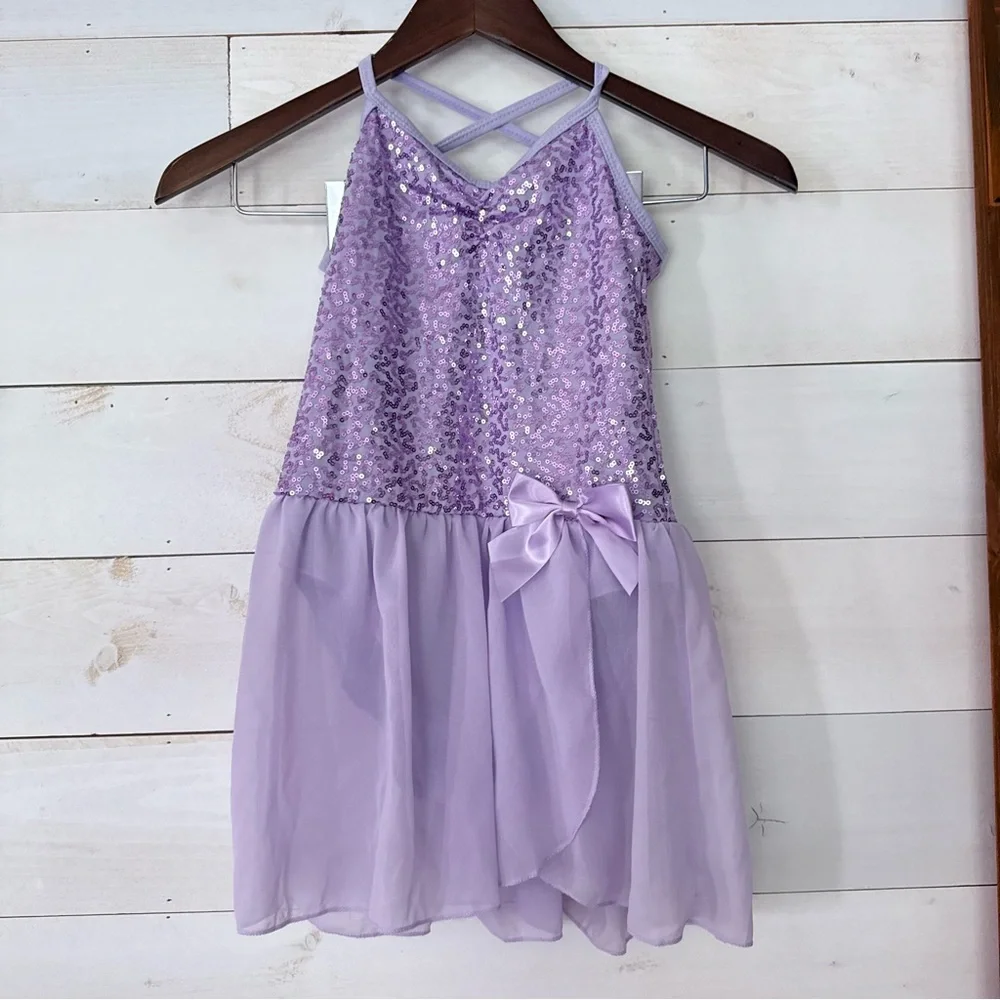 Lilac Sequin Kids Dance Costume Dress‎ Girls Size XL